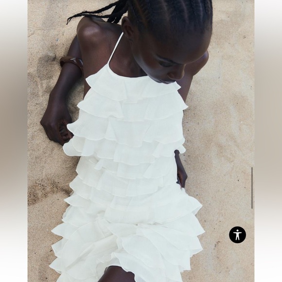 Zara RUFFLED HALTER NECK DRESS Size XS NWT - Picture 6 of 11